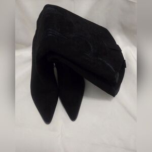 Black Suede Pointed Toe Boots